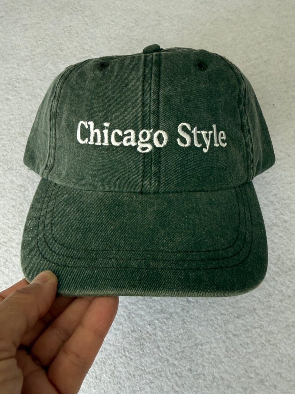 BRAND NEW! Chicago Style Green Dad Hat Vintage Washed Baseball Cap Adjustable